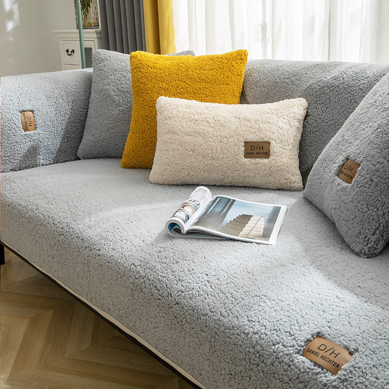 Moderne Einfarbige Winter Lammwolle Sofa Handtuch Verdicken Plüschweich