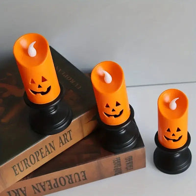 12-Teile: Halloween LED Kürbis Kronleuchter Kerzen