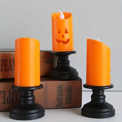 12-Teile: Halloween LED Kürbis Kronleuchter Kerzen