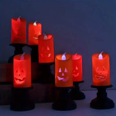 12-Teile: Halloween LED Kürbis Kronleuchter Kerzen