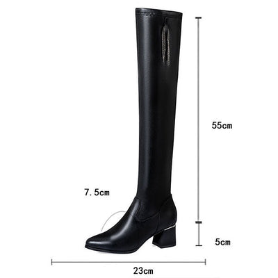 Warme Lederstiefel für Damen Schlank aussehen