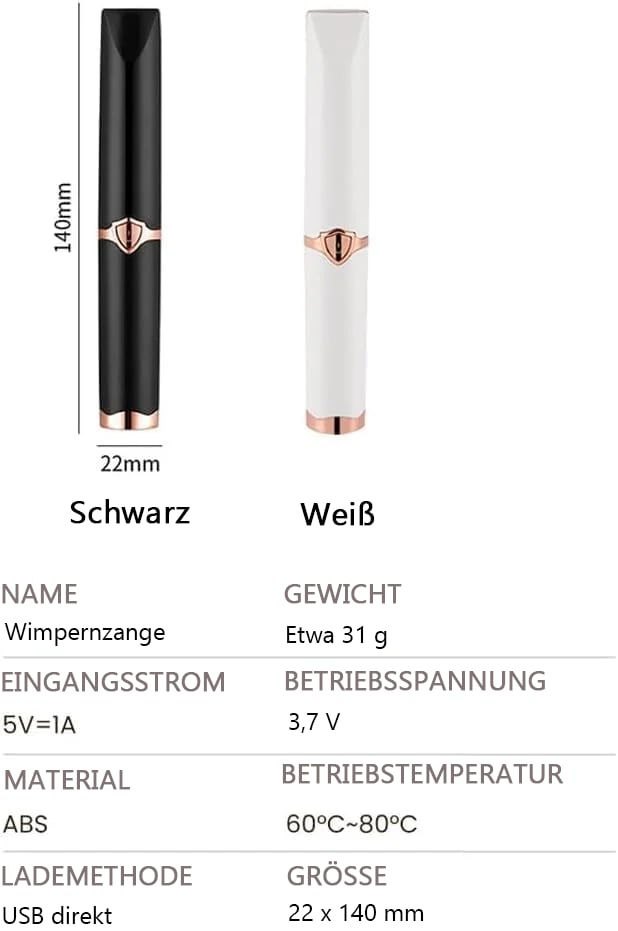 Wiederaufladbarer beheizter Wimpernformer für schnelles Aufwärmen