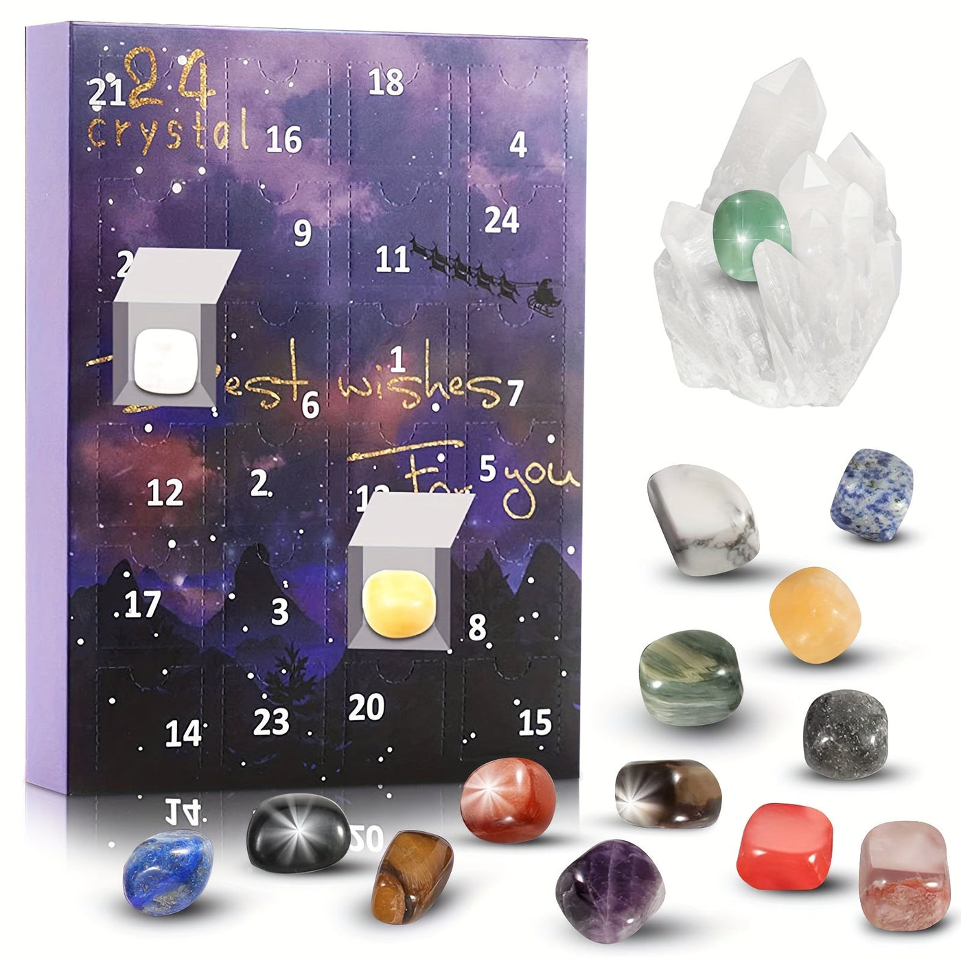 1 Stk. Weihnachts-Edelstein-Adventskalender, 24 Naturkristalle