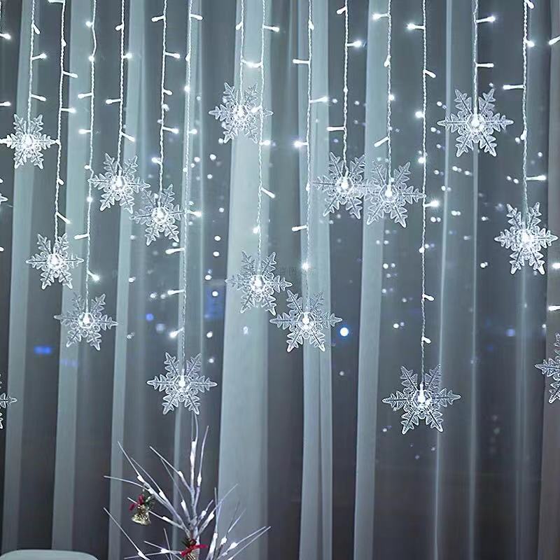 Weihnachtslicht LED Schneeflocken Vorhang Eiszapfen Feen Lichterkette