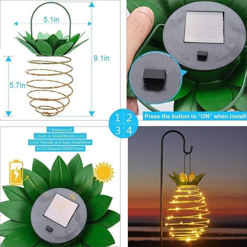 1 bis 2 Stück 24LED Ananas Solar Patio Lichter