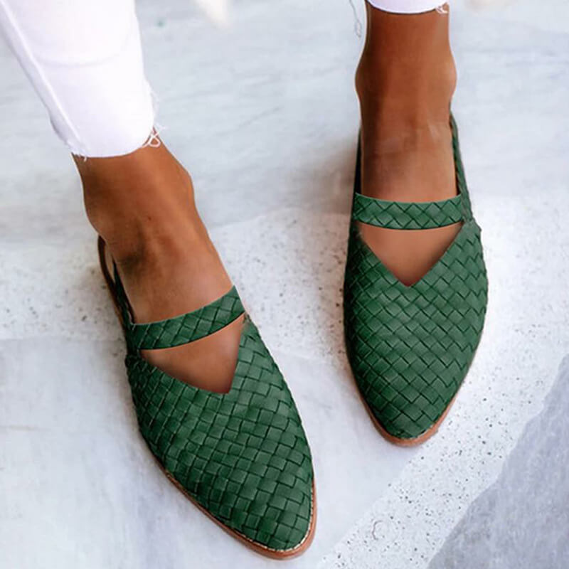 Zavando | Schlüpfen-Sandalen im Weave-Stil mit Spitzer Zehenpartie für Damen