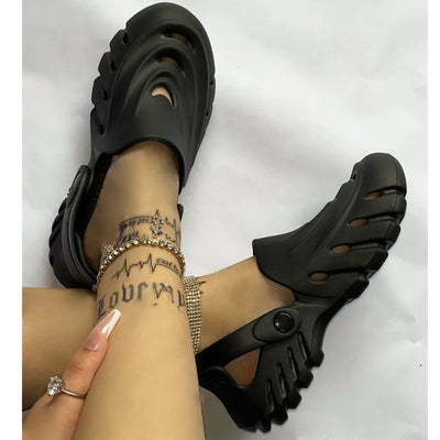 Zavando – Atmungsaktive Casual-Loch-Sandalen für Damen: Flache Sommer-Flip-Flops mit EVA-Sohle