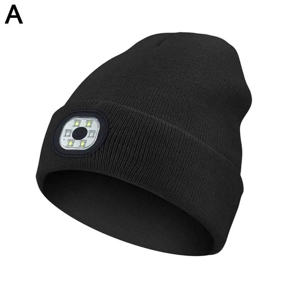 Unisex LED Beanie mit Licht, USB wiederaufladbare freihändige LED Stirnlampe Hut