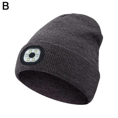 Unisex LED Beanie mit Licht, USB wiederaufladbare freihändige LED Stirnlampe Hut