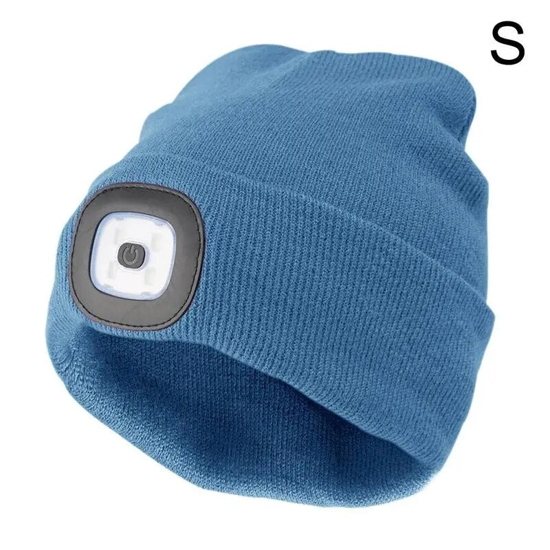 Unisex LED Beanie mit Licht, USB wiederaufladbare freihändige LED Stirnlampe Hut