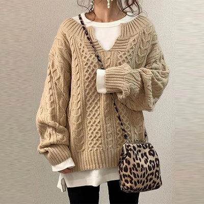 Bella Damen Retro Strickpullover