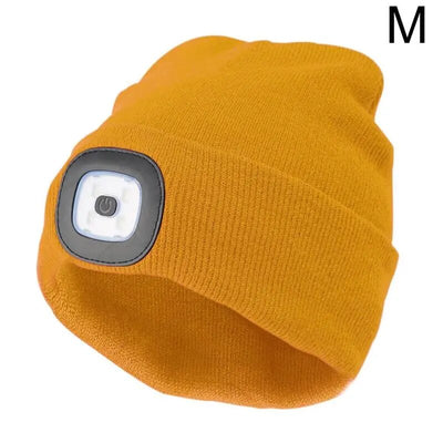 Unisex LED Beanie mit Licht, USB wiederaufladbare freihändige LED Stirnlampe Hut