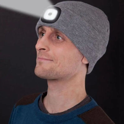 Unisex LED Beanie mit Licht, USB wiederaufladbare freihändige LED Stirnlampe Hut