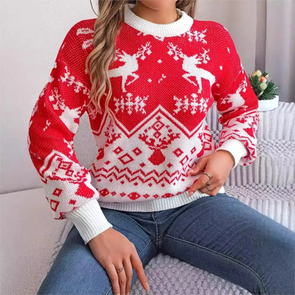 Winter Freizeit Pullover mit Hirschmuster