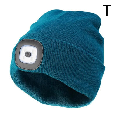 Unisex LED Beanie mit Licht, USB wiederaufladbare freihändige LED Stirnlampe Hut