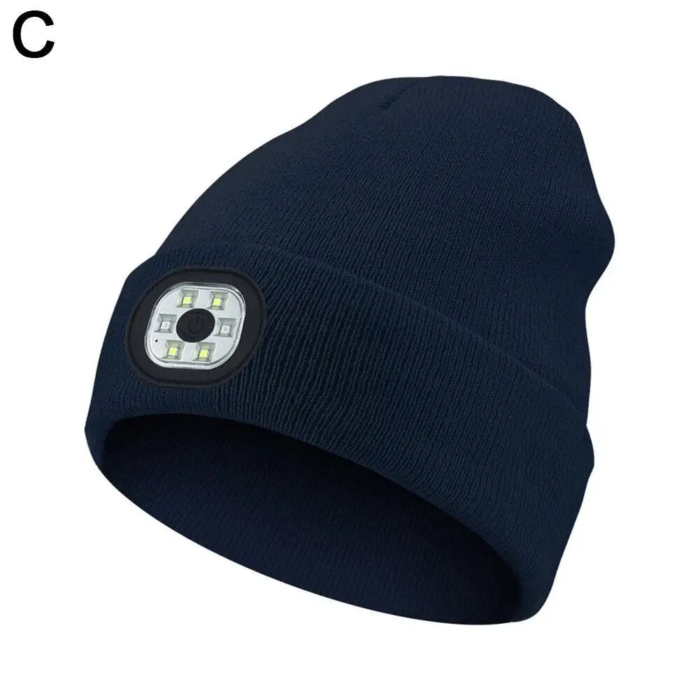 Unisex LED Beanie mit Licht, USB wiederaufladbare freihändige LED Stirnlampe Hut