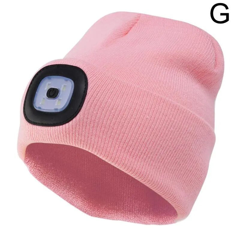 Unisex LED Beanie mit Licht, USB wiederaufladbare freihändige LED Stirnlampe Hut