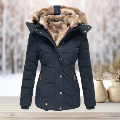 Zavando | Elegante Pelz-Winterjacke mit Kapuze