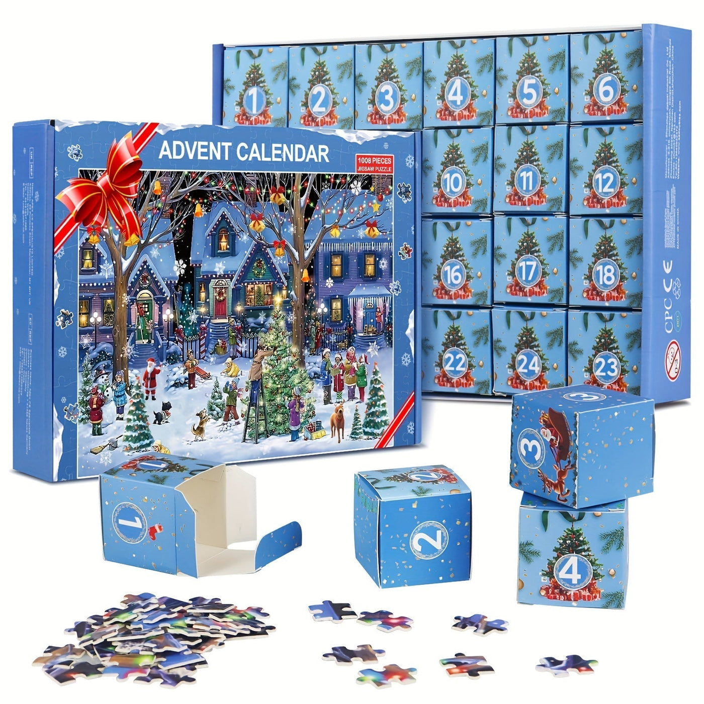 Zeitgenössisches Weihnachtsdorf Adventskalender Puzzle