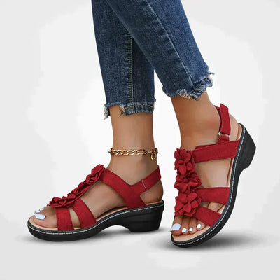 Zavando | Sommersandalen für Damen mit Blumenapplikation