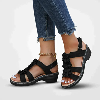 Zavando | Sommersandalen für Damen mit Blumenapplikation