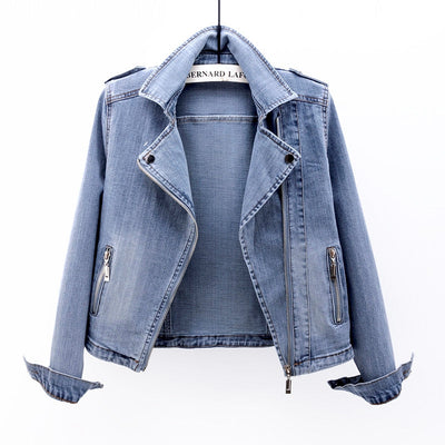 Damen Cropped Jeansjacke mit Reißverschluss