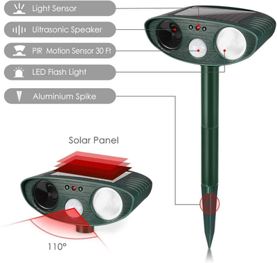 WolfSchreck : Ultraschall-Hirschvertreiber – 4er-Pack, solarbetrieben – werden Sie Hirsche in 48 Stunden los