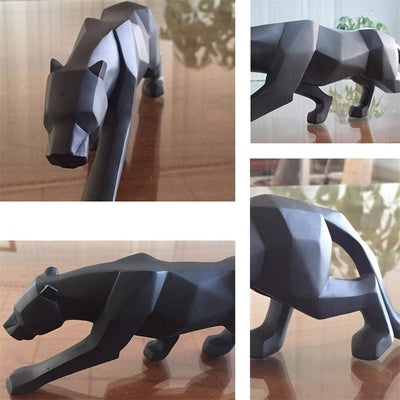 Moderne Harz Geometrische Schwarze Panther Skulptur