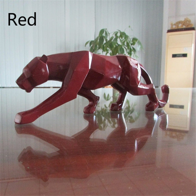 Moderne Harz Geometrische Schwarze Panther Skulptur