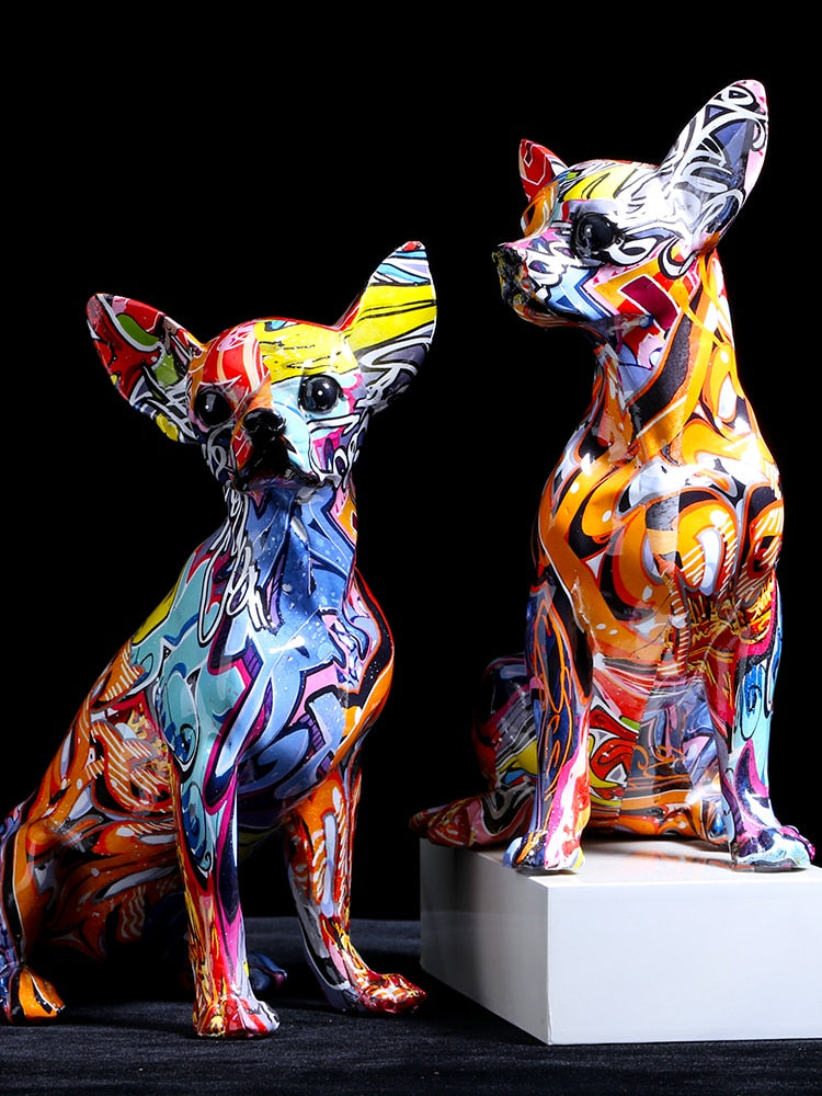 Moderne bunte Chihuahua Harz Hundestatue