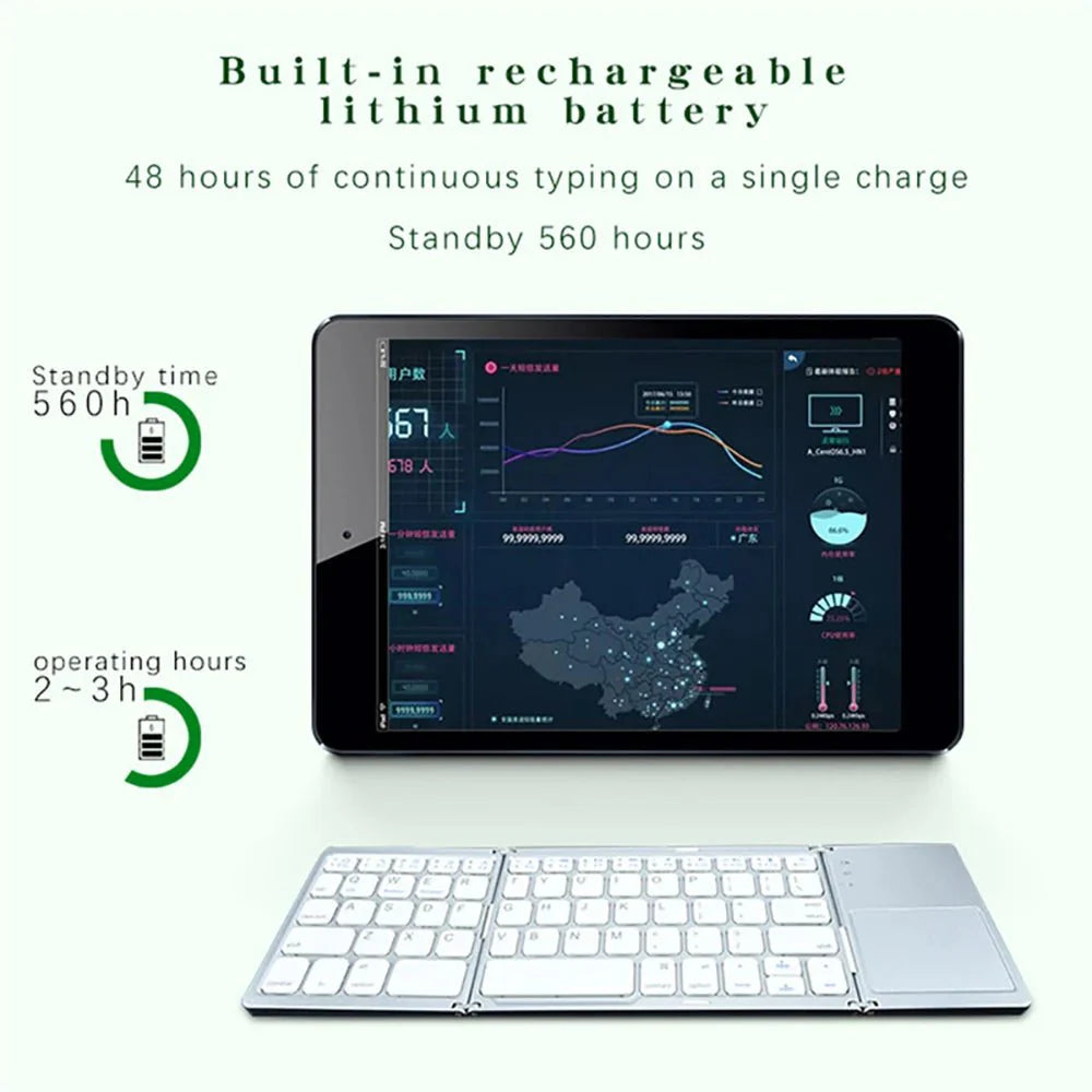 Wiederaufladbare Mini-Tastatur: Drahtloses faltbares Touchpad