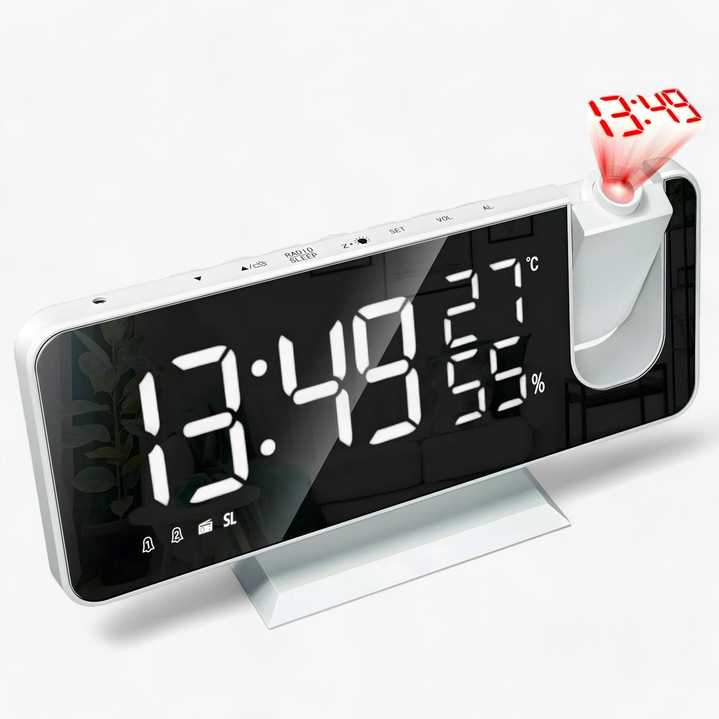 Zavando | Intelligenter Wecker - FM-Radio & LED-Display mit 180° Uhrprojektion