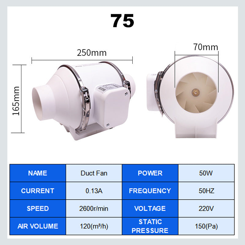 [Super Suction] Duct Booster, leiser Abluftventilator