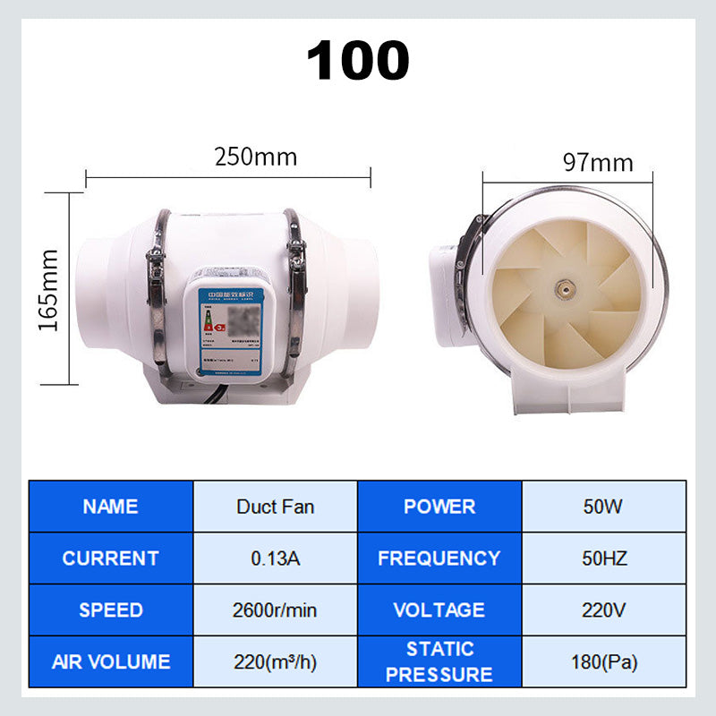 [Super Suction] Duct Booster, leiser Abluftventilator