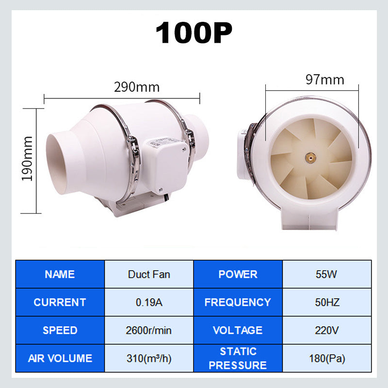 [Super Suction] Duct Booster, leiser Abluftventilator