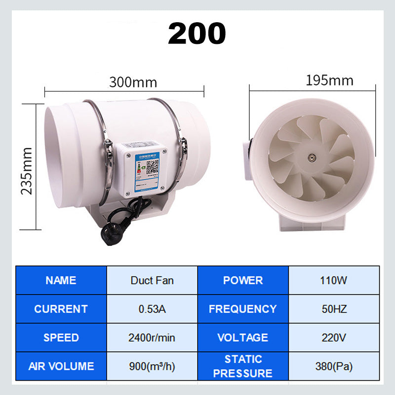 [Super Suction] Duct Booster, leiser Abluftventilator