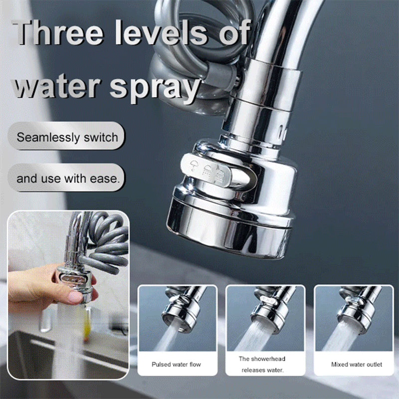 Multi-function faucet, free stretching, different water dispensing modes, and filtration.